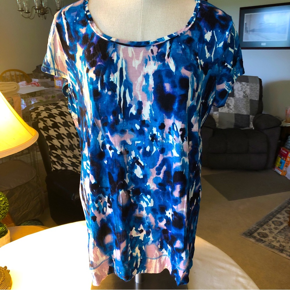 Simply Vera, Vera Wang, Women’s Pink and Blue Tee, Size L